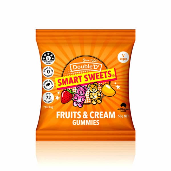 Double D Smart Sweets Fruits And Cream Gummies 50g 01 Front