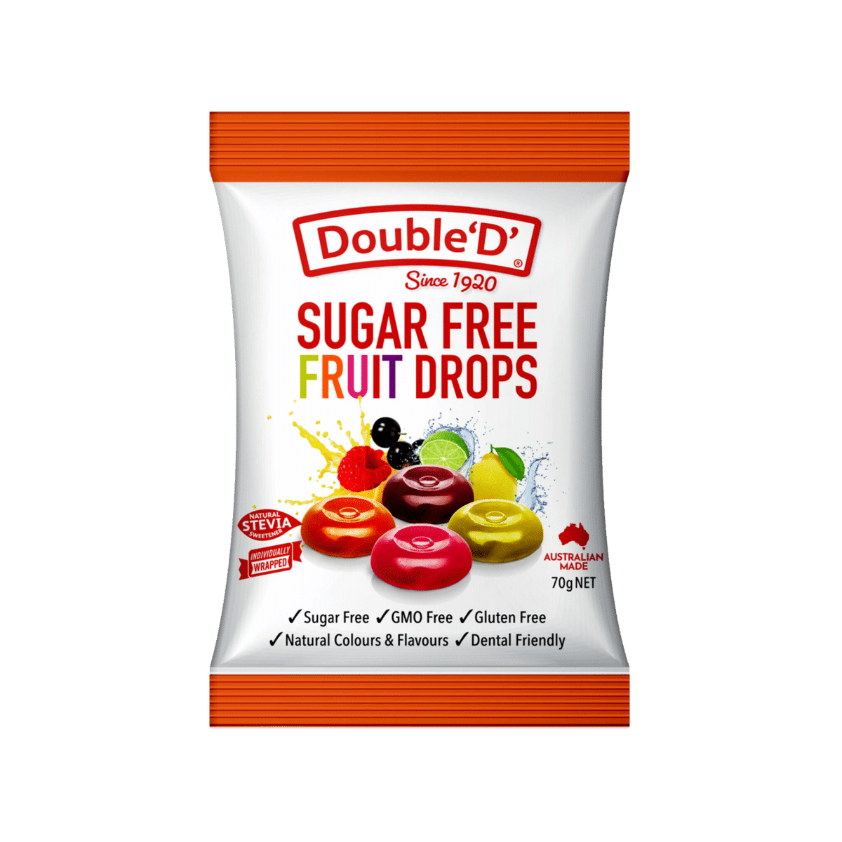 Product Double D Sugar Free Fruit Drops 70g